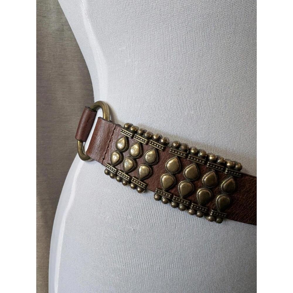 Hippie Metal Leather Tassel Tie Hip Belt Women's Vintage Boho 38-42" - Picture 4 of 6